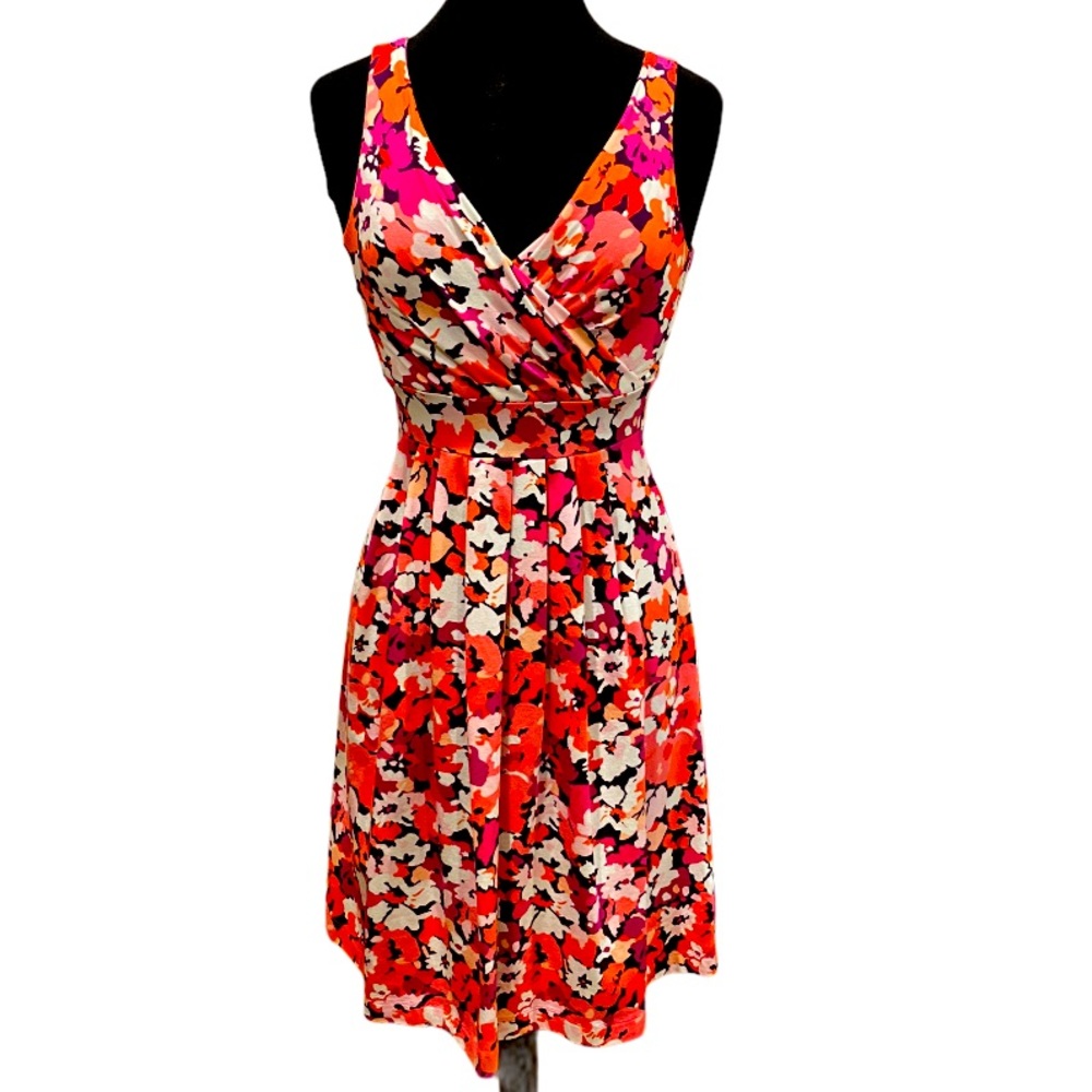 Lands’ End V-Neck Gathered Stretch Dress Size XXS